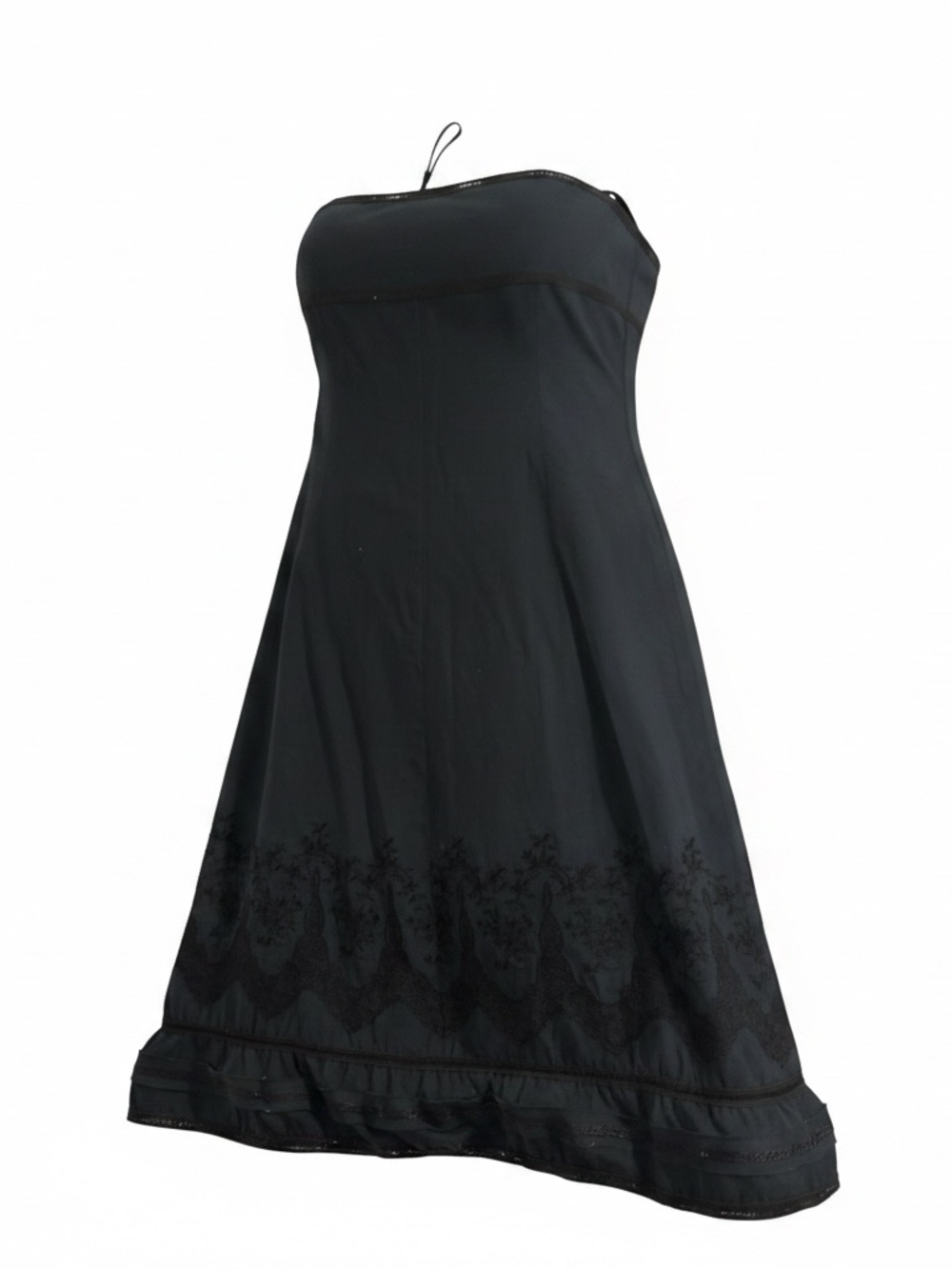 Express Black‎ Strapless A-Line Dress with Embroidered Hem